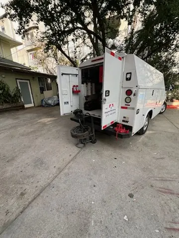 Magnet Plumbing service vehicle on-site for Sewer Line Repair in Savannah